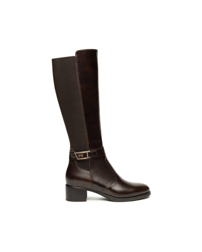 Nero Giardini stivali donna in pelle e tessuto t.moro I514644D300