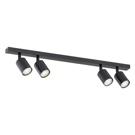 Plafoniera Moderna 4 Luci Faretti Flash In Acciaio Nero