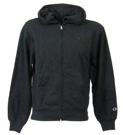 Champion FULL ZIP HOODIE SWEATSHIRT Heavy Soft Compact Spring Poly Terry Donna Nero