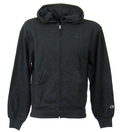 Champion FULL ZIP HOODIE SWEATSHIRT Heavy Soft Compact Spring Poly Terry Donna Nero