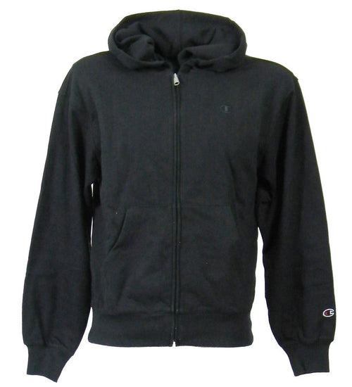 Champion FULL ZIP HOODIE SWEATSHIRT Heavy Soft Compact Spring Poly Terry Donna Nero