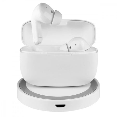 Cuffie Auricolari TWS Jive con Custodia di Ricarica USB-C&trade e Pad Caricatore a Induzione Bianco