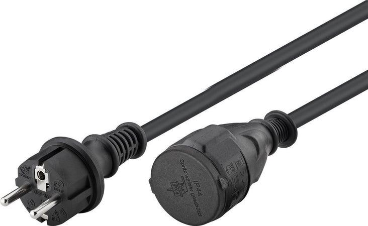 Cavo Alimentazione Schuko Maschio / Femmina da Esterno 10m Nero