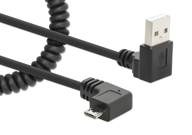 Cavo di Ricarica USB-A a Micro-USB 1m Spiralato Nero