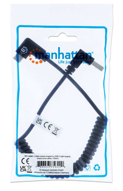 Cavo di Ricarica USB-A a USB-C&trade 1m Spiralato Nero
