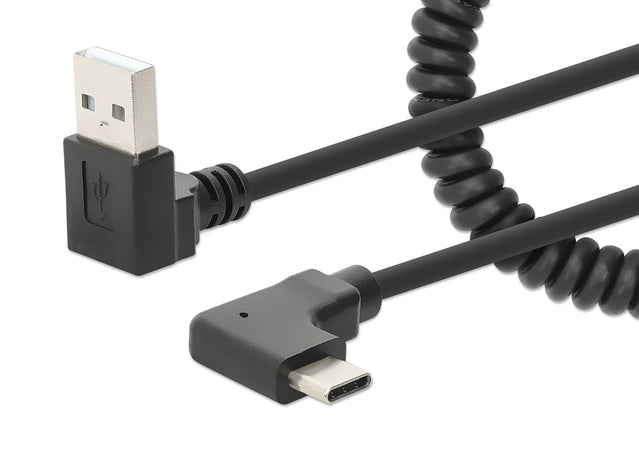 Cavo di Ricarica USB-A a USB-C&trade 1m Spiralato Nero