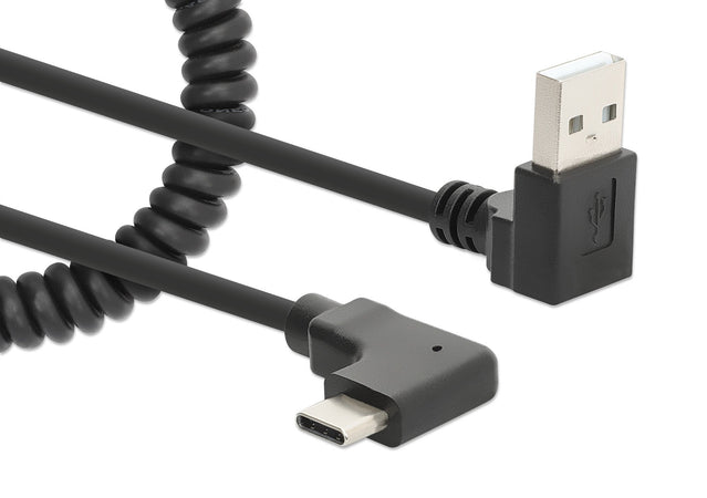 Cavo di Ricarica USB-A a USB-C&trade 1m Spiralato Nero