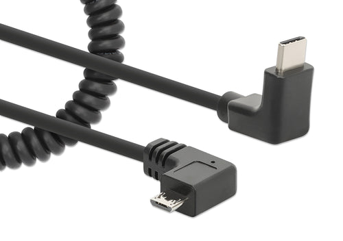 Cavo di Ricarica USB-C&trade a Micro-USB 1m Spiralato Nero