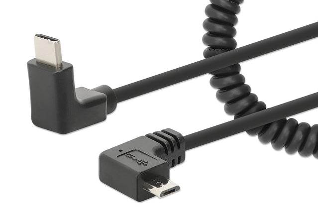 Cavo di Ricarica USB-C&trade a Micro-USB 1m Spiralato Nero