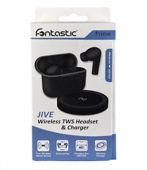 Cuffie Auricolari TWS Jive con Custodia di Ricarica USB-C&trade e Pad Caricatore a Induzione Nero