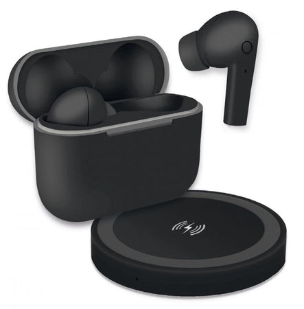 Cuffie Auricolari TWS Jive con Custodia di Ricarica USB-C&trade e Pad Caricatore a Induzione Nero