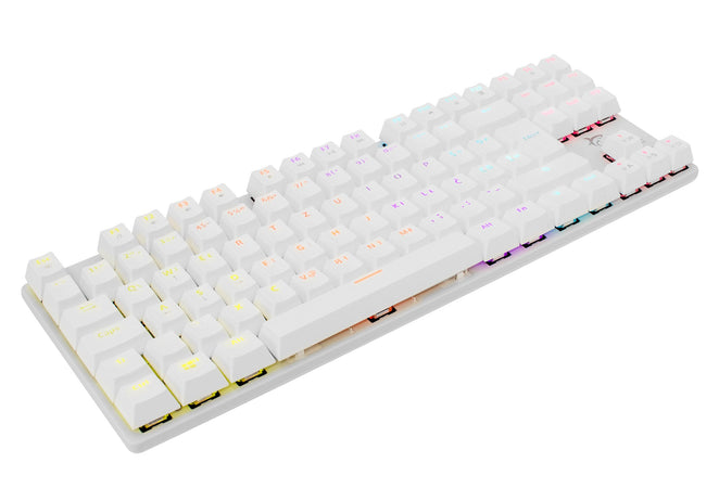 Tastiera Gaming Meccanica USB Anti Ghosting RGB LED 87 Tasti Bianco, Commandos