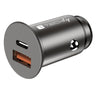 Mini Caricatore da Auto USB-A e USB-C&trade Ricarica rapida 38W Metallo Nero