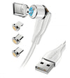 Cavo Magnetico di Ricarica 3 in 1 USB-C&trade Micro USB e 8 pin con LED 1.2m