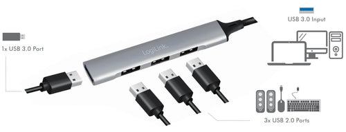 Hub USB 3.0 Ultra Slim a 4 Porte Ingresso USB-A