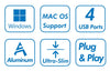 Hub USB 3.0 Ultra Slim a 4 Porte Ingresso USB-A
