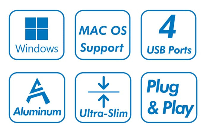 Hub USB 3.0 Ultra Slim a 4 Porte Ingresso USB-A