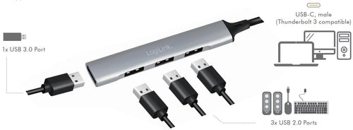 Hub USB 3.0 Ultra Slim a 4 Porte Ingresso USB-C&trade