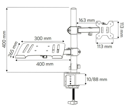 Supporto da Scrivania Braccio per Monitor 13-32'' e Mensola per Laptop
