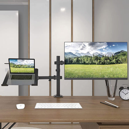 Supporto da Scrivania Braccio per Monitor 13-32'' e Mensola per Laptop
