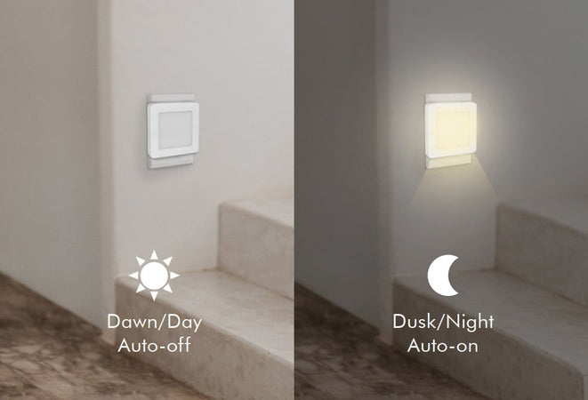 Luce Notturna LED Quadrata con Sensore Crepuscolare Bianco Caldo