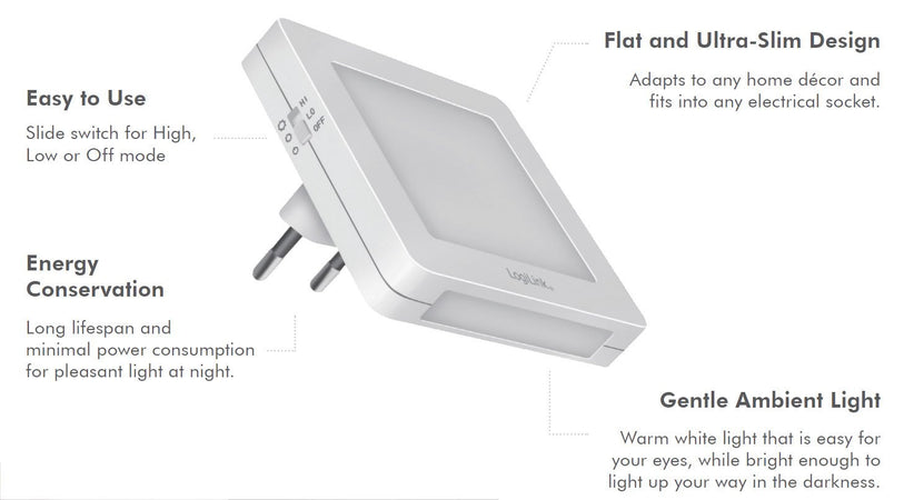Luce Notturna LED Quadrata con Sensore Crepuscolare Bianco Caldo