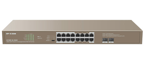 Unmanaged Switch Ethernet 16 Porte PoE 16GE+2SFP G1118P-16-250W