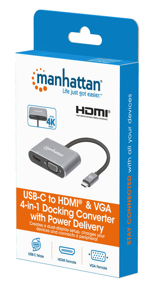 Convertitore USB-C&trade a HDMI e VGA 4-in-1 con Power Delivery