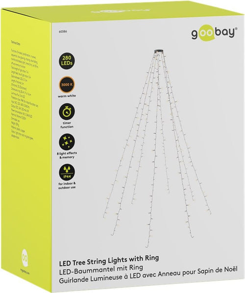Catena Luminosa 280 Luci LED IP44 Bianco Caldo per Albero con Anello