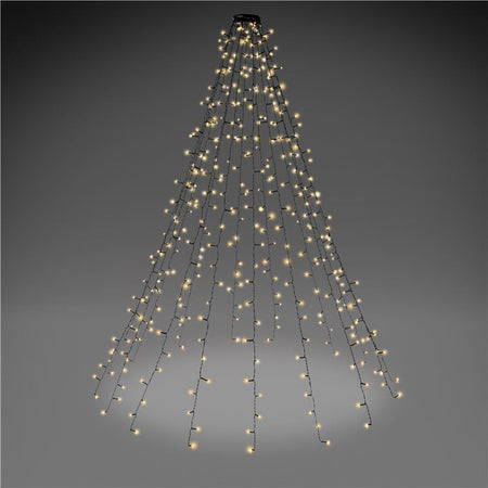Catena Luminosa 400 Luci LED IP44 Bianco Caldo per Albero con Anello