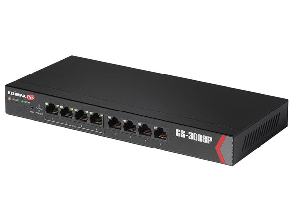 Switch Gigabit Web Managed 8 Porte a Lungo Raggio con 4 porte PoE+, GS-3008P