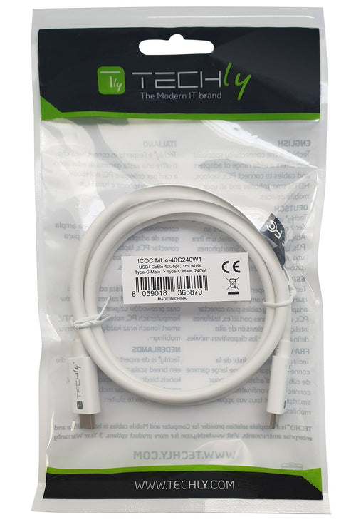 Cavo USB4 Gen3 EPR USB-C&trade M/M 40G 240W PD3.1 8K E-Mark Certificato 1m