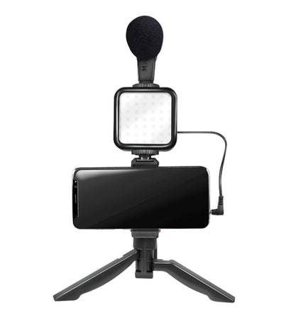 Kit Vlogger Treppiede per Smartphone 4,7''–7'' con Luce LED e Microfono Direzionale