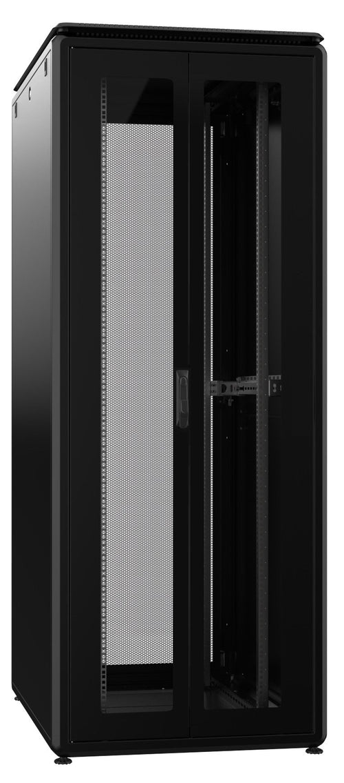 Armadio Server Rack 19'' 800x1000 42U Nero Porta Grigliata Doppio Battente serie Evolution Ventilato