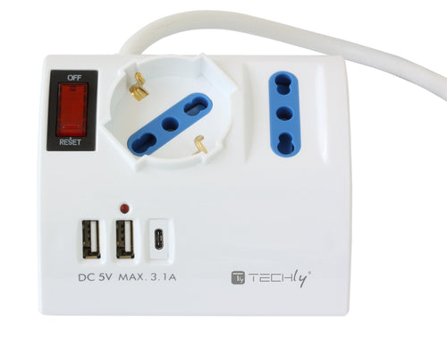 Multipresa da Tavolo 3 Posti con 2 Porte USB-A e 1 Porta USB-C&trade QC3.0