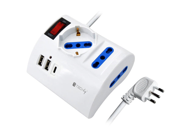 Multipresa da Tavolo 3 Posti con 2 Porte USB-A e 1 Porta USB-C&trade QC3.0