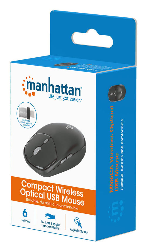 Mouse Ottico USB Wireless 1600dpi Compatto Nero