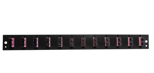 Pannello Frontale per Cassetto Ottico 1U 12 LC Duplex OM4 Nero