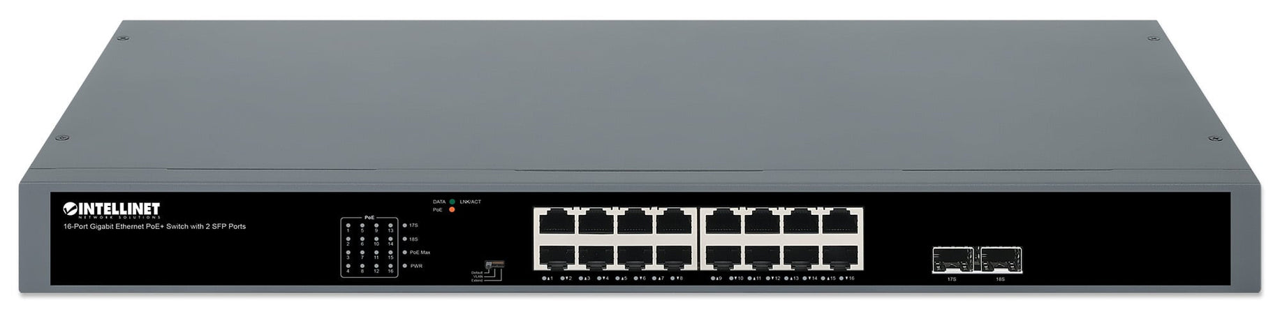 Gigabit Ethernet Switch PoE+ 16 porte con 2 porte SFP