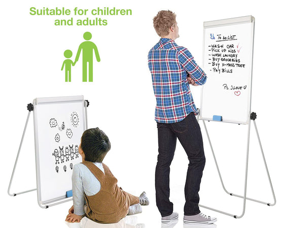 Lavagna Magnetica Bifacciale Flipchart Portatile 70x100 cm con Supporto