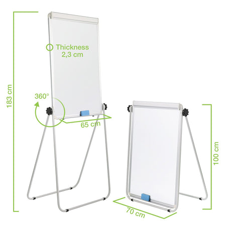 Lavagna Magnetica Bifacciale Flipchart Portatile 70x100 cm con Supporto