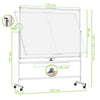 Lavagna Magnetica Bifacciale 90x120 cm con Ruote e Mensola per Pennarelli con Ganci Portablocco