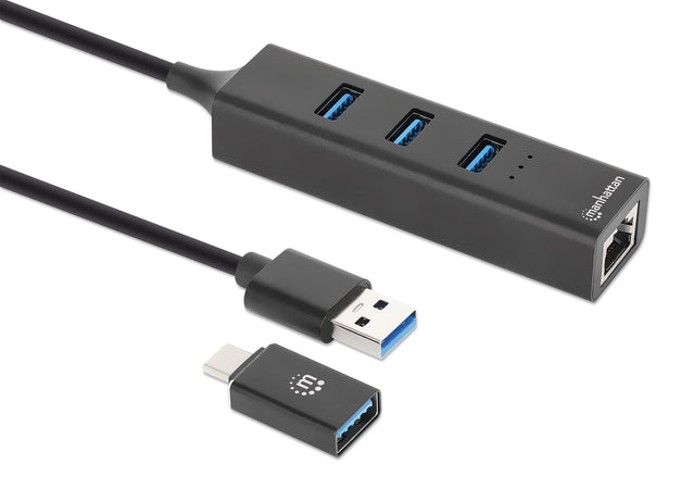 Hub USB 3.0 3 Porte Combo Type-C/A con Adattatore di Rete Gigabit