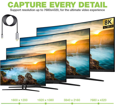 Cavo Adattatore USB-C&trade 3.2 a Displayport 1.4 8K@60Hz 1,8 m