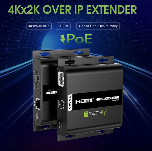 Ricevitore Aggiuntivo per Extender HDMI over IP con PoE IR 4K UHD su Cavo Cat.6 fino a 120m