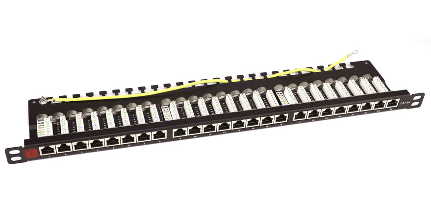 Pannello Patch STP 24 Posti RJ45 19'' 0.5U Cat.6 Nero