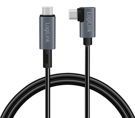 Cavo HighSpeed E-mark PD USB-C&trade Maschio Angolato/USB-C&trade Maschio Dritto 3 metri Nero