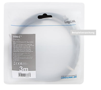 Cavo HighSpeed E-mark PD USB-C&trade Maschio Angolato/USB-C&trade Maschio Dritto 2m Nero