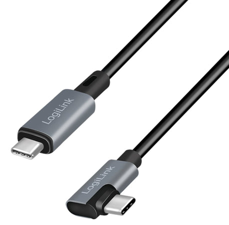 Cavo HighSpeed E-mark PD USB-C&trade Maschio Angolato/USB-C&trade Maschio Dritto 2m Nero