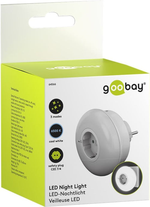 Luce Notturna a 3 LED Plug-In con Sensore Crepuscolare Bianco Freddo